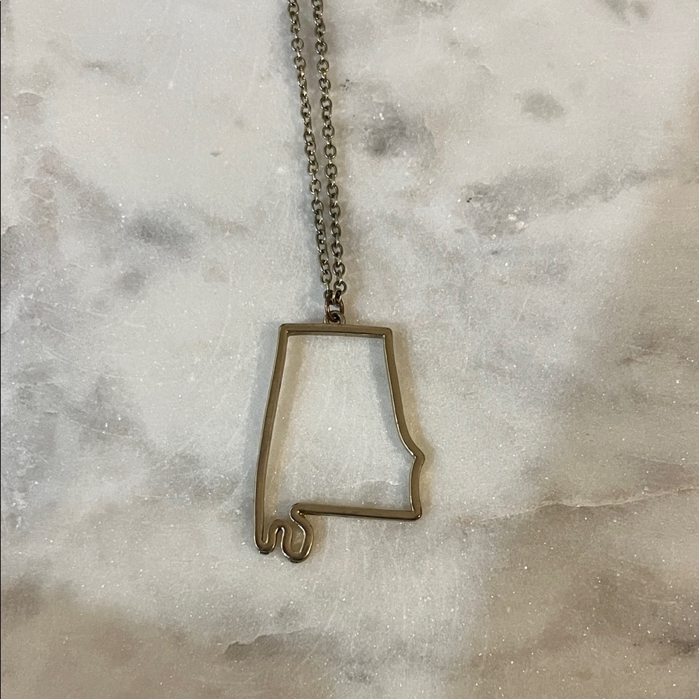 Gold Alabama State Outline Necklace